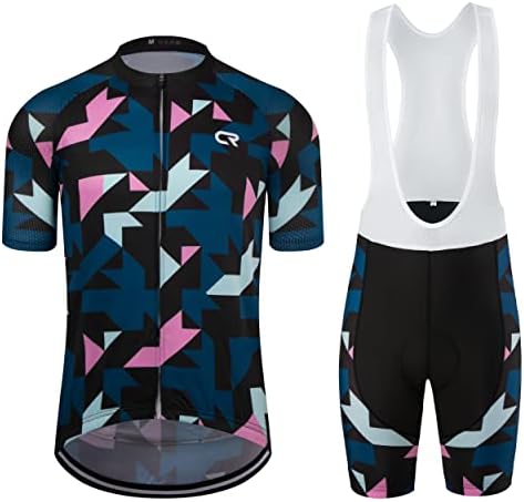 Coconut Ropamo CR Men’s Cycling Jersey Set Road Bike Jersey Zipper Pocket Bib Shorts with 4D Padded Cycling Clothing Set