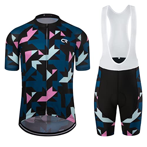 Coconut Ropamo Men's Cycling Jersey Set Biking Road Bike Jersey Bib Shorts with 4D Padded Cycling Clothing Set for Men (1039, M)