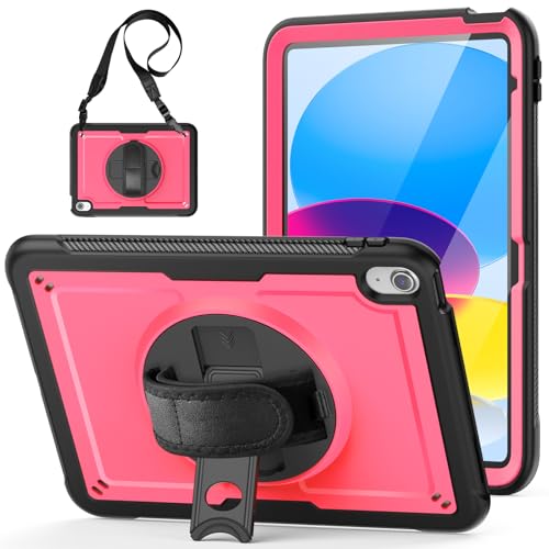 Coque iPad 10e génération avec protège-écran béquille rotative et porte-stylet