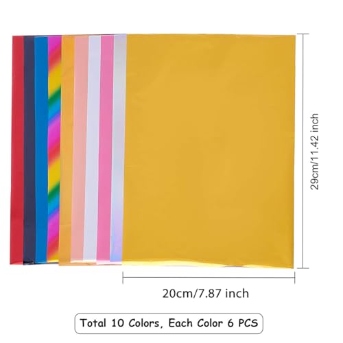 Miniatura 2 de Superfindings 60 Hojas De Tóner Reactivo 10 Colores De Transferencia De Papel De Aluminio A4 Hoja De Papel De Aluminio Para La Impresora Artesanía Grabación En Relieve Tarjetas Haciendo 11.4x7.3inch