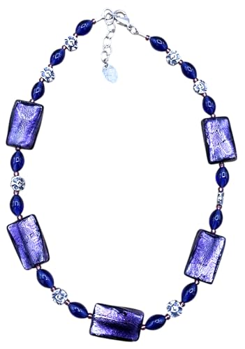 Collier Murrina Venise lilla pendentif verre antique acier L