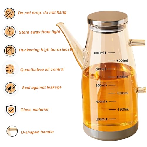 Botella de aceite de vidrio de 1000 ml termorresistente con escala de medición precisa 3