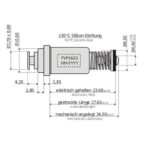 Von Paris Magneteinsatz klein Ø 12,5mm, Typ OR (Flachsteckeranschluss), Niederdruck, kompatibel mit vielen Herstellern