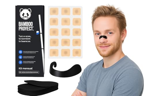 BambooProyect® Tiras Nasales Magneticas + Tiras Bucales | Respira mejor al dormir y hacer deporte | Kit 30 parches + 30 tiras bucales | (GUIA PASO A PASO)