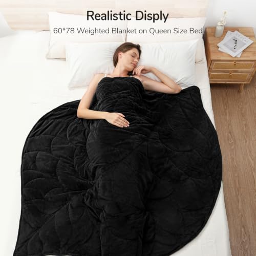 Image of Weighted Blanket for Adults, 10 lbs, 60 inch x 78 inch, washable Blankets, Black | Soft Queen Size Heavy Blanket, Large Weighted Blankets with Glass Beads for Stress Relief and Sleep Promotion