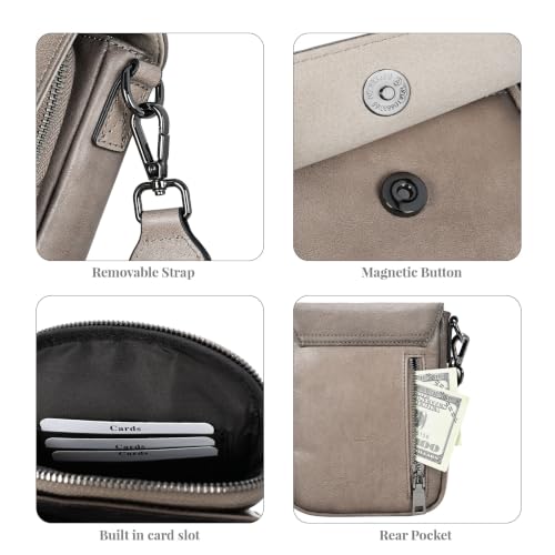 Image of HESHE Small Leather Crossbody Bag for Women RFID Phone Purse with Card Slot