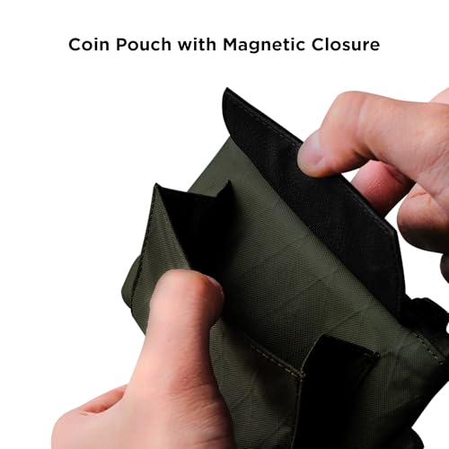 ALPAKA Zip Pouch Coin - Compact EDC Card Holder and Cash Wallet - RFID Blocking Minimalist Travel Wallet - Weatherproof Dark Green X-Pac VX21 Fabric4