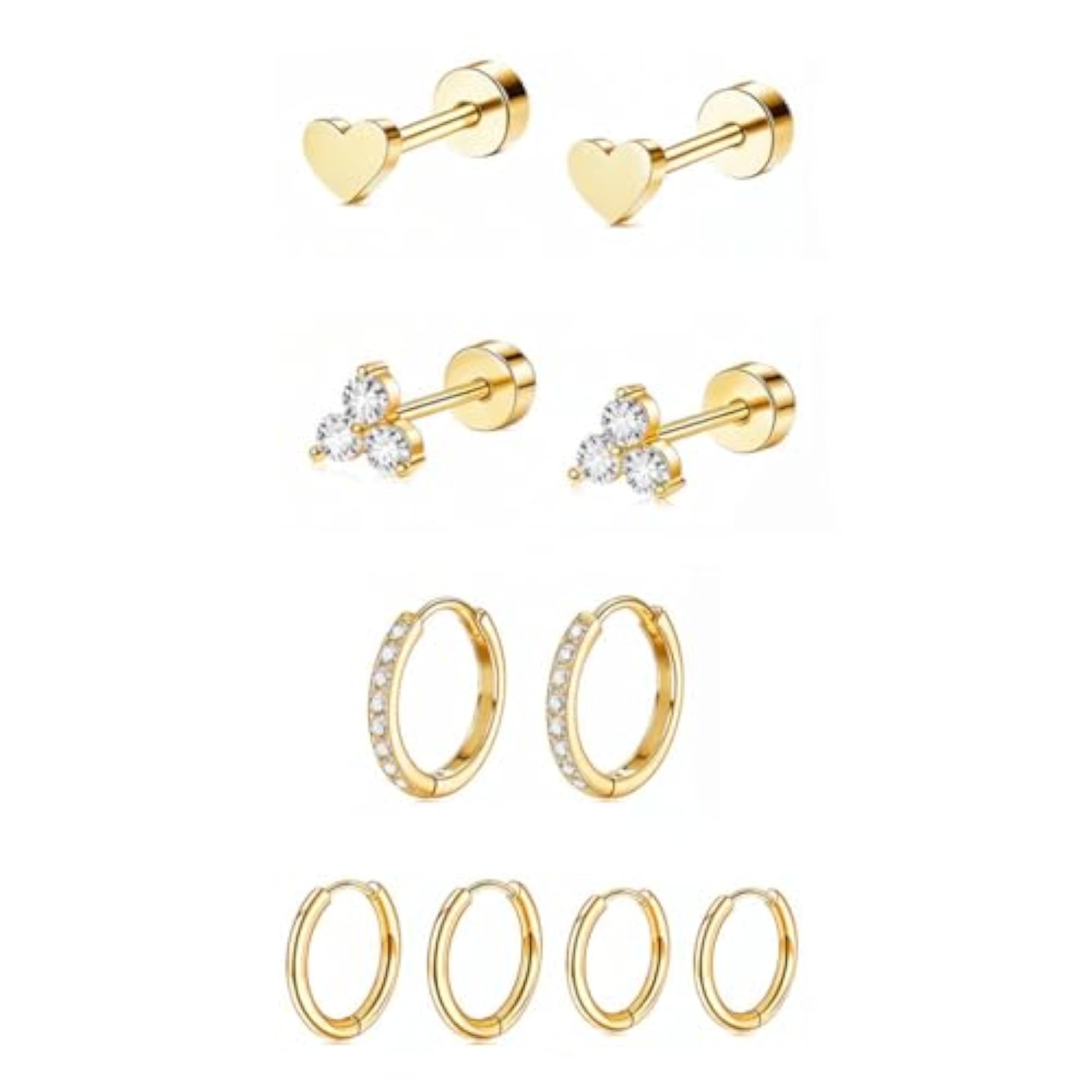 5 Pairs Stylish Hypoallergenic Stud Earrings Set for Women