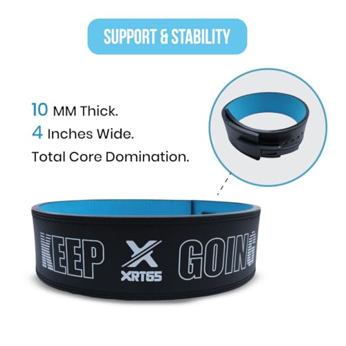Image of XRT65 Power Weight Lifting Lever Belt - 10cm, Adjustable Aluminum Alloy Lever Gym Belt for Powerlifting, Deadlifts, Squats, Core Support, For Men & Women (Large- 127 * 10 CM), Train Hard, Keep Going