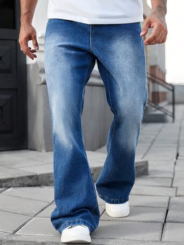 SOLY HUX Men's Bell Bottom Jeans Vintage Flared Denim Pants 70s Outfits Streetwear4