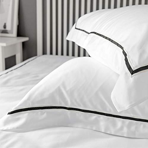 Harmony - Egyptian Cotton 300 Thread Count Pillowcase Oxford, 50x75+5 cm, Luxury Bedding Made in Portugal, White, Set of 2