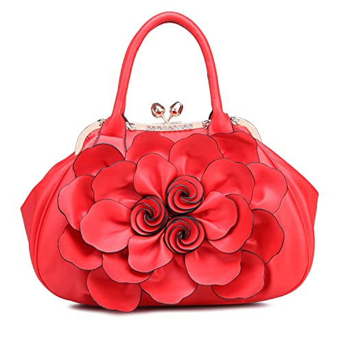 SUNROLAN Women's Handbags 3D Flower Seris Evening Bags PU Leather Rhinestone Crossbody Bag with...