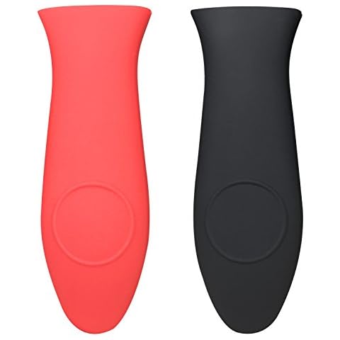 Hibery 2 Pcs, Heat Protecting Hot Holder Silicone Pot Handle Cover for Cast Iron Skillets & Metal Frying Pans, Two Colors Cover