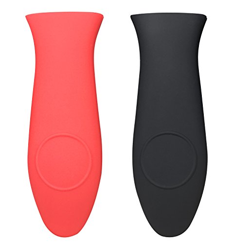 Hibery 2 Pcs, Heat Protecting Hot Holder Silicone Pot Handle Cover for Cast Iron Skillets & Metal Frying Pans, Two Colors