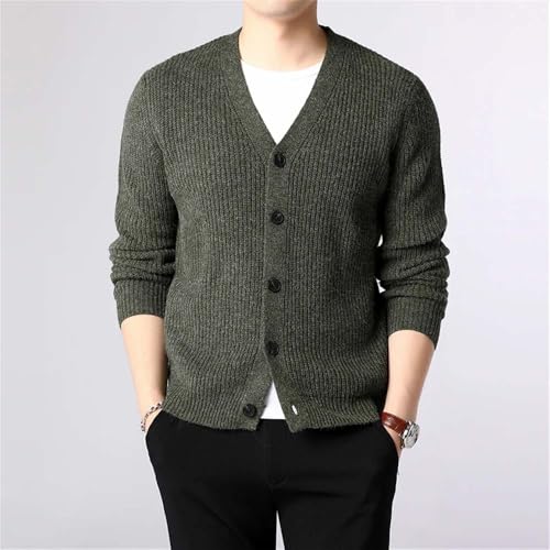 Men Button Front Ribbed Knit Cardigan Sweater Casual Soft V Neck Long Sleeve Warm Knitwear4