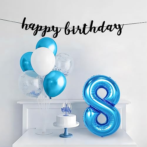 Image of 40 Inch Blue Number Balloons, Helium Mylar Foil Number Balloons for Birthdays, Number 8 Balloon for Party Wedding Bachelorette Birthday Bridal Shower Graduation Anniversary Celebration Party