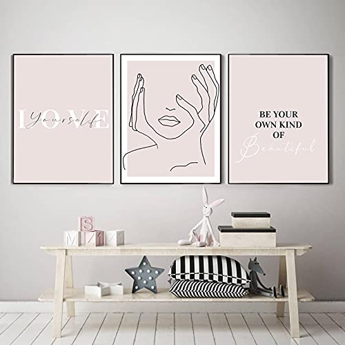 Mur art ligne visage minimaliste affiche femme dessin salon x3