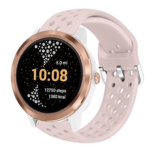 Abanen Watch Band for Garmin Vivoactive 5 / Venu 2 Plus/Venu Sq, 20mm Soft Silicone Sport Waterproof Quick Release Wristband Strap Compatible with Vivoactive 3,Vivomove Sport (Light Pink)