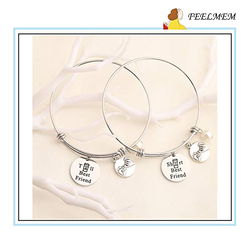 FEELMEM Best Friend Gift Short and Tall Best Friends Matching Keychain BFF Friendship Jewelry Gift (wire bracelet - set) - Image 5