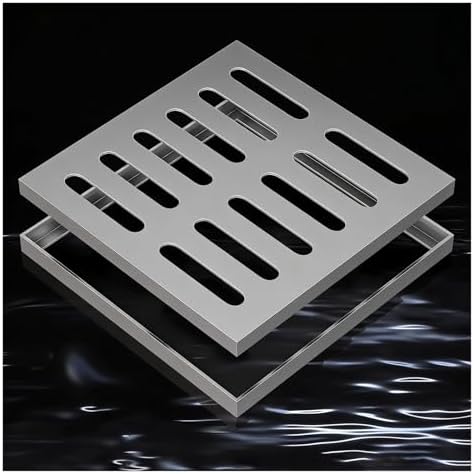 Square Outdoor Drain Grate for Sidewalk & Patio - 304 Stainless Steel Drainage Grate, Removable Embedded Grate Plate (10x10x2cm / 4x4x5in) for Sewer & Pathway Drainage