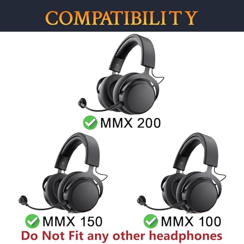 Image of SOULWIT Earpads Replacement for Beyerdynamic MMX100 /MMX150 /MMX200 Gaming Headset, Ear Pads Cushions with Soft Protein Leather, High-Density Foam - Black