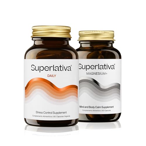 Superlativa Pack Estrés y Sueño Ashwagandha Sensoril + Magnesio Bisglicinato ATAMg – Relajación Mental, Descanso Profundo y Energía – 120 Cápsulas Veganas