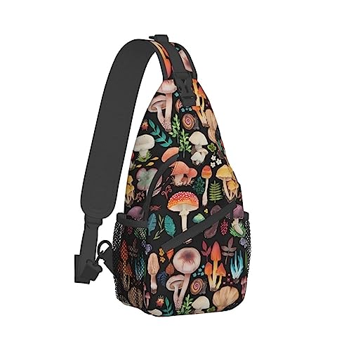 Mushroom Sling Bag - Crossbody Backpack for Women & Men, Travel & Hiking, Mushroom Decor