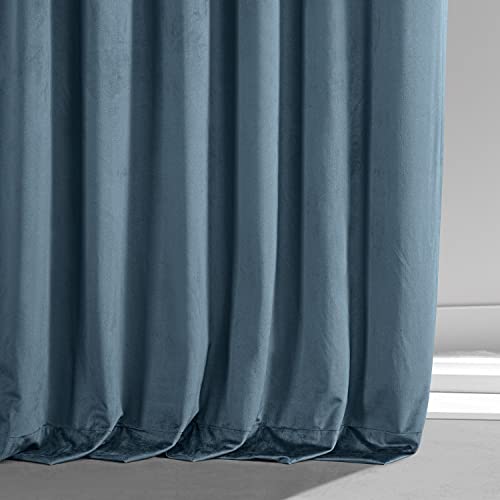 Image of HPD Half Price Drapes Signature Plush Velvet Blackout Curtains for Bedroom (1 Panel), 50W X 84L Hotel Black Out Curtains for Living Room, Thermal Insulated Blackout Curtains for Windows, Oxford Blue