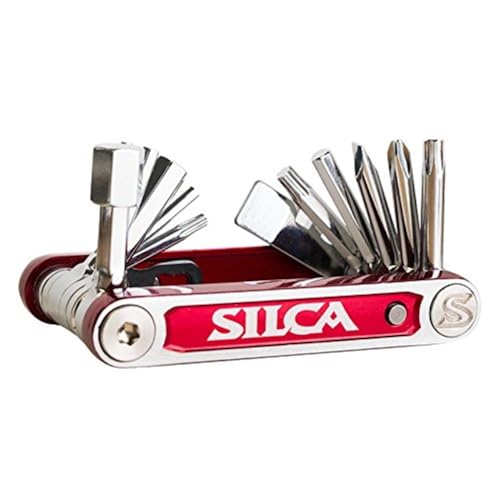 SILCA TREDICI MultiTool | 13 tools minimalistic focus | steel multi tools with hardened chrome finish | aluminum side bars with master link magnetic storage | HEX/TORX/PHILLIPS/Pad spacer 105g