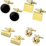 TAIGRAMA Herren-Manschettenknöpfe für Herren, 4 Paar, einzigartige personalisierte Herren-Manschettenknöpfe, Gold, geeignet für Jahrestag, Business, Hochzeit, 4 Stück, Metall, Kein Edelstein