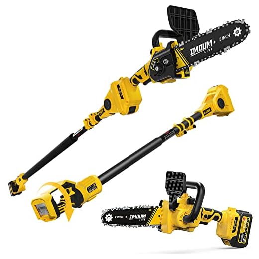 IMOUMLIVE 2-IN-1 Cordless Pole Saw & Chainsaw, 8" Cutting Brushless Electric Rotatable Pole Saw, Oiling System, 8.3 LB Lightweight, 21V 3.0Ah Battery, 16.6-Foot Max Reach Pole Saw for Tree Trimming