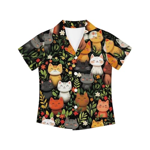 PinUp Angel Breathable Hawaiian Shirt for Kids Summer Beach Vacation Button Up Funny Tropical Graphic Shirt Top