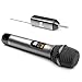 TONOR Microfono Senza Fili, UHF Sistema Wireless Microfonico Portatile in Metallo Cordless con Ricevitore Ricaricabile, Uscita 1/4" per Amplificatore, Macchina da Karaoke, 60m, Argento, TW620