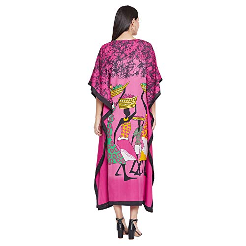 Image of Oussum Women Plus Size Kaftan Kimono Loose Maxi summer dresses for women Beach 3 /4 Sleeve Casual lounge dress Boho