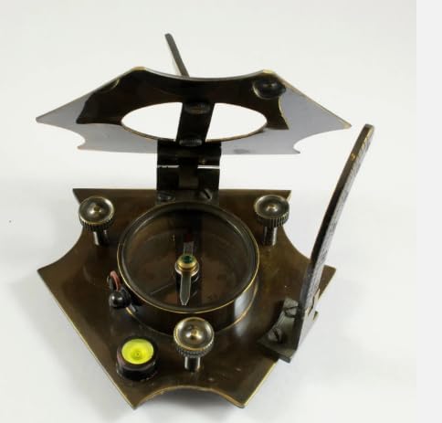 Brújula reloj de sol antigua de latón – Instrumento vintage de navegación y medición del tiempo miniatura 4