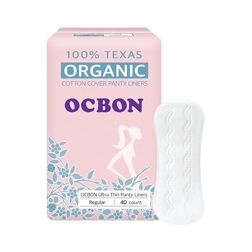 OCBON Ultra Thin Sanitary Pantyliners (Regular, 6.1 inch, 40 Counts) - Ultra Thin, Unscented 100%...