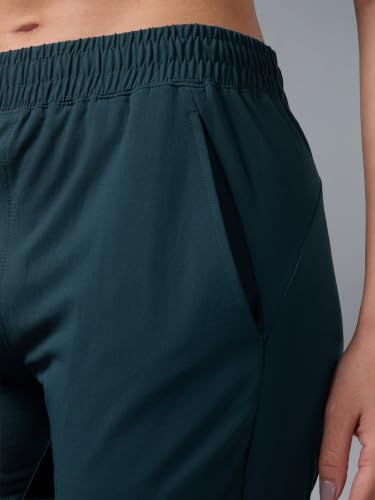 Image of TECHNOSPORT Women's Solid Straight Fit Track Pants with 4-Way Stretch, Moisture-Wicking Fabric, Mid-Rise Drawstring Waist & Pockets for Gym, Running, Workout and Everyday Athleisure