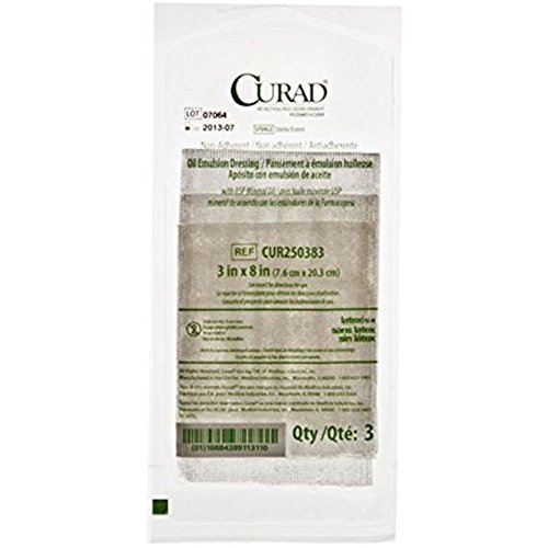 CURAD Sterile Non-Adherent Oil Emulsion Gauze Dressing, 3" x 8", Perfect for Wound Care, Pack of 108