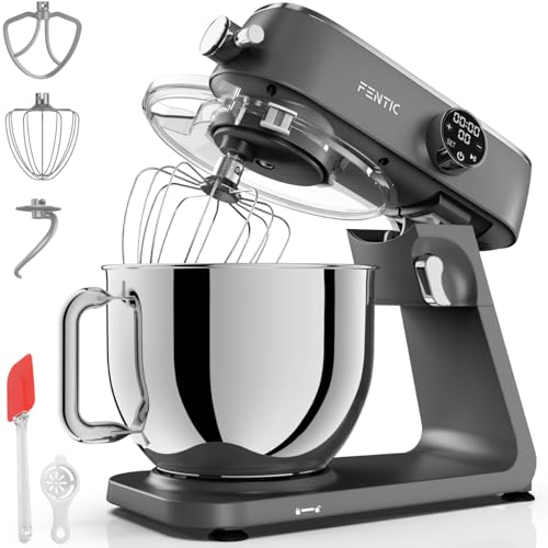 Fentic Batidora Amasadora 1800W, Con Bol 7L para Hornear, Mixer con Alloggiamento in Alluminio, Con Batidor, Gancho Amasador y Gancho para Mezclar   Incluye y Accesorios Adicionales
