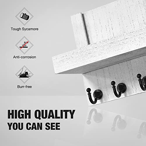 Honjin Key Holder For Wall: Easy Installation Mail Organizer Wall Mount Hanging Key Rack For Kitchen And Entryway Decor With 5 Sturdy Key Hooks (White) #TOP4