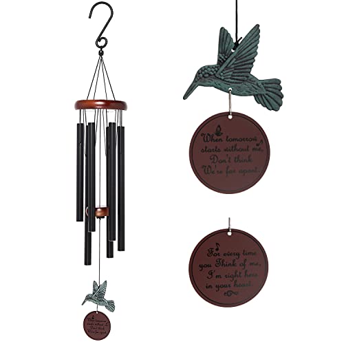 Gardenvy Memorial Wind Chimes Outdoor with Hummingbird Wind Spinner, Deep