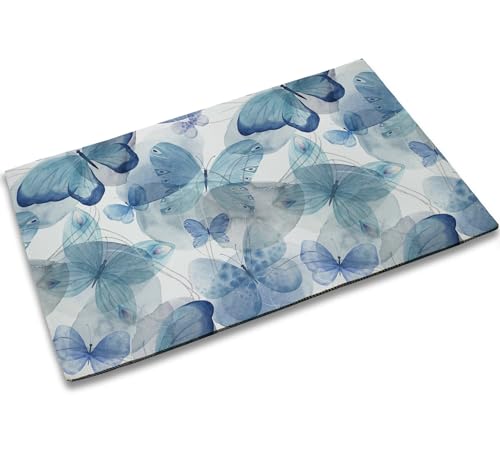 Tubamq TBM-4375 Welcome Doormat Watercolor Blue Butterflies Mat With Non-Slip Backing Indoor Outdoor Welcome Door Mat cover