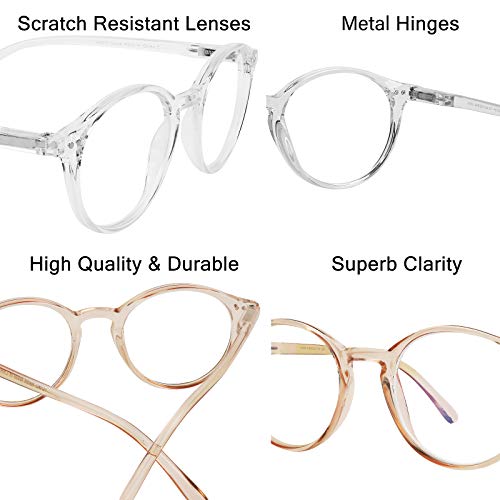 Image of Yogo Vision Blue Light Blocking Glasses Men Women Computer Anti Eyestrain Glasses Round Frame Blue Light Blocker Eyeglasses