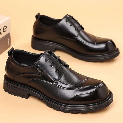 Men's Genuine Leather Hand Stitched Oxford Shoes Fashion Classic Round Toe Lace Up Low Top Dress Derby Shoes Comfortable Business Casual Office Wedding Formal Shoes3