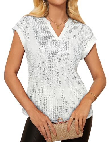 GRACE KARIN Ladies Dressy Tops Cap Sleeve Sequin Blouse...