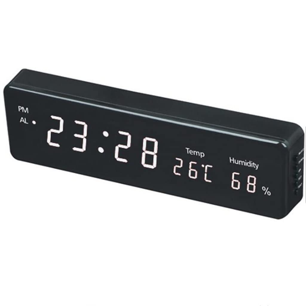HRWLY Digital Alarm Clock 3 Alarms LED Time Temperature Humidity Display Table Living Room Decoration(Argento)