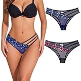 Avidlove Mesh Panties for Women Butterfly Embroidered Underwear 2 Pack