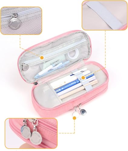 Image of Storio Pencil Box Pouch for School Kids Girls & Boys Aesthetic | Cute Stationary Compass Box Case Organiser | Large Capacity, Cute Standing - Color as per Availability