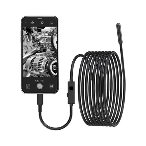 Cámara Endoscópica HD Dual Lens 1920P con Cable Semi-rígido IP67 Impermeable 8 LED Regulables Compatible con Smartphones 9.9 pies