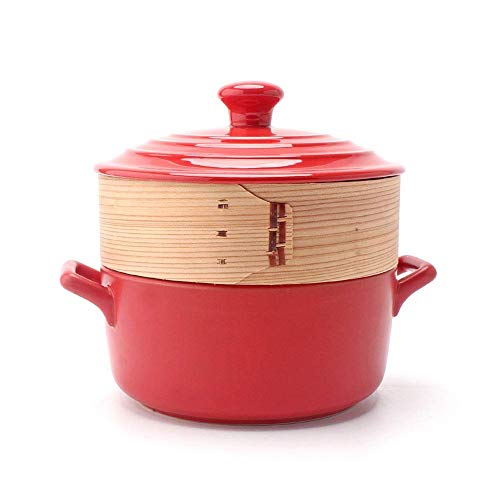 Keramikauflauf Suppentopf Eintopf mit rundem Deckel Dampfgarer ist kompatibel mit verschiedenen Wärmequellen außer Induktionsherden, Orange
